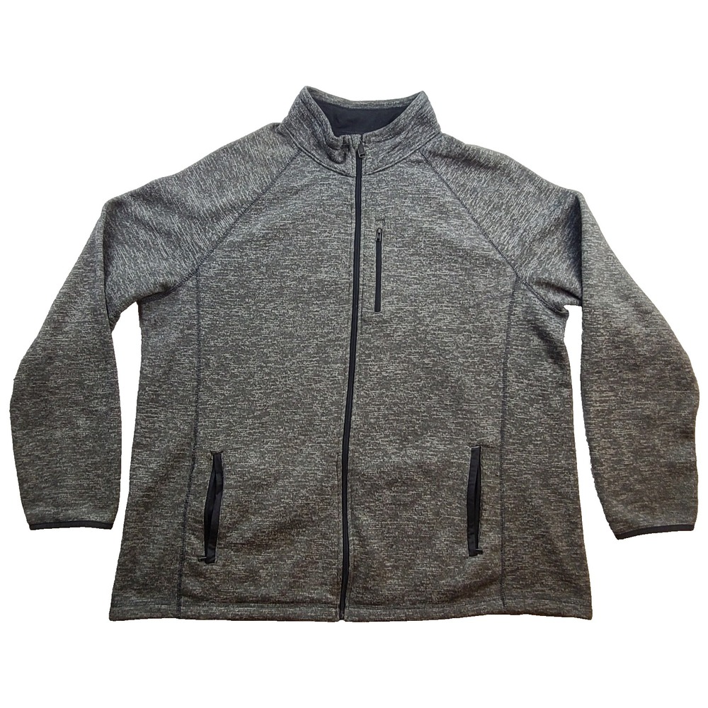 Swiss Tech Fleece Jacket Mens 2XL Gray Heather Full Zip Mock Neck SM47Y117BH